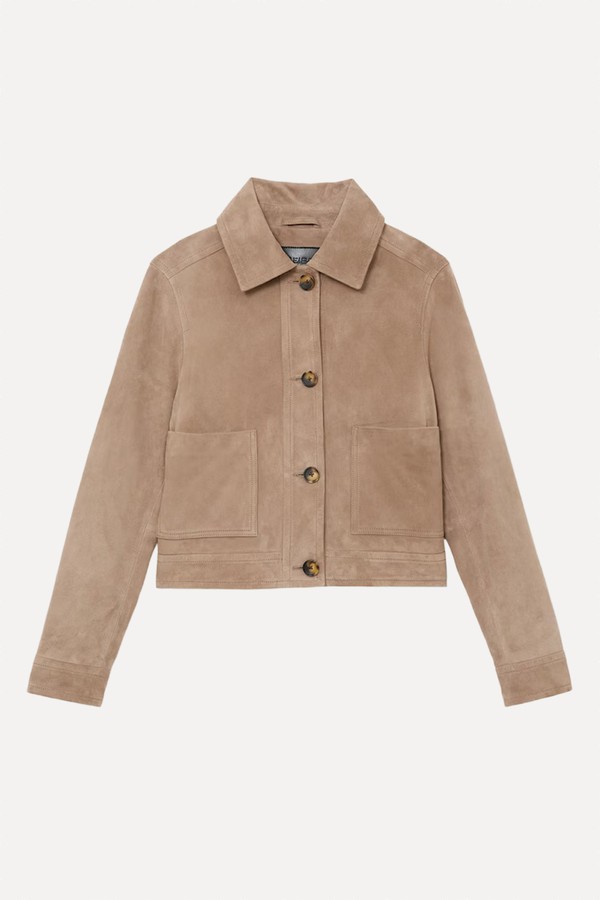 Sonny Suede Cropped Trucker Jacket