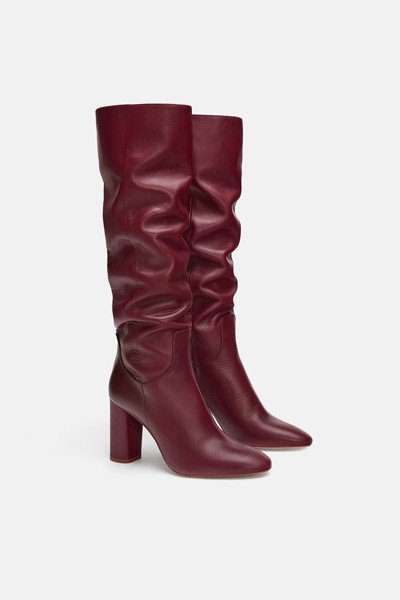 High Heel Leather Boots from Zara