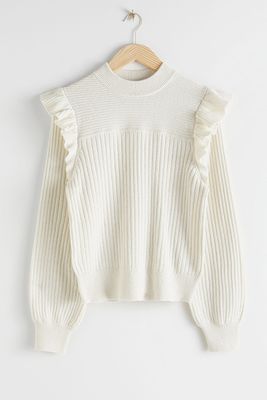 Frilled Mock Neck Sweater