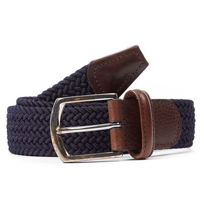 Leather Trimmed Elasticated Woven Belt from Anderson's