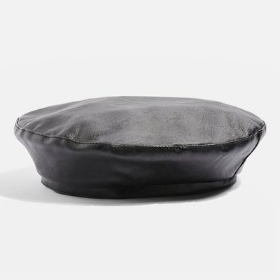 Leather Look Beret Hat from Topshop