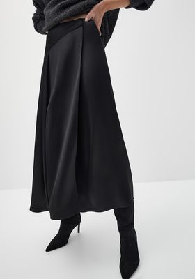 Satin Skirt With Slit from Massimo Dutti