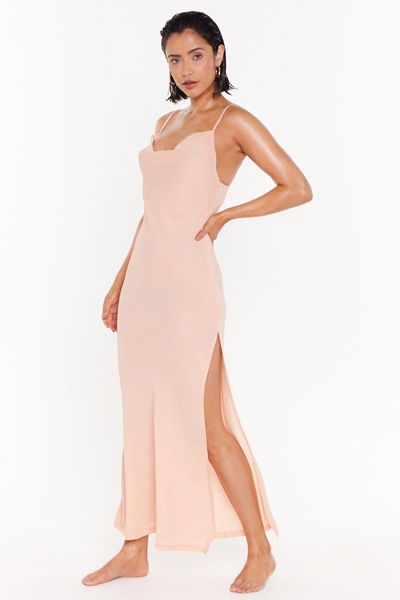 Cowl Neck Chiffon Maxi Beach Dress