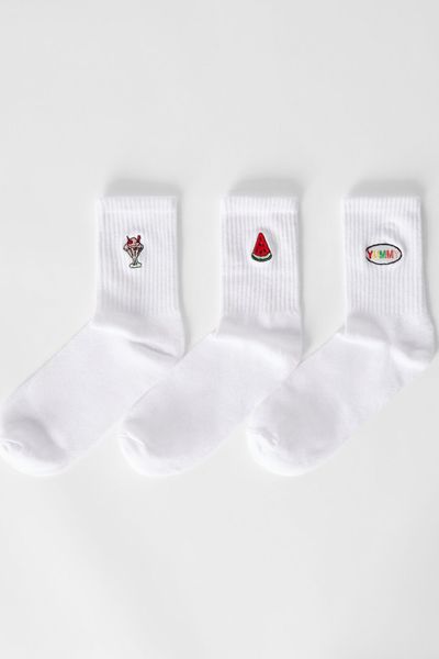 Pack Of 3 Embroidered Ankle Socks