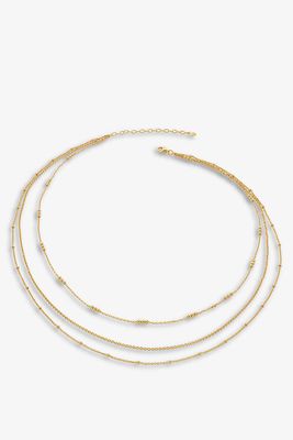 Layered Recycled 18ct Yellow Gold-Plated Vermeil Sterling-Silver Bead Chain Necklace from Monica Vinader
