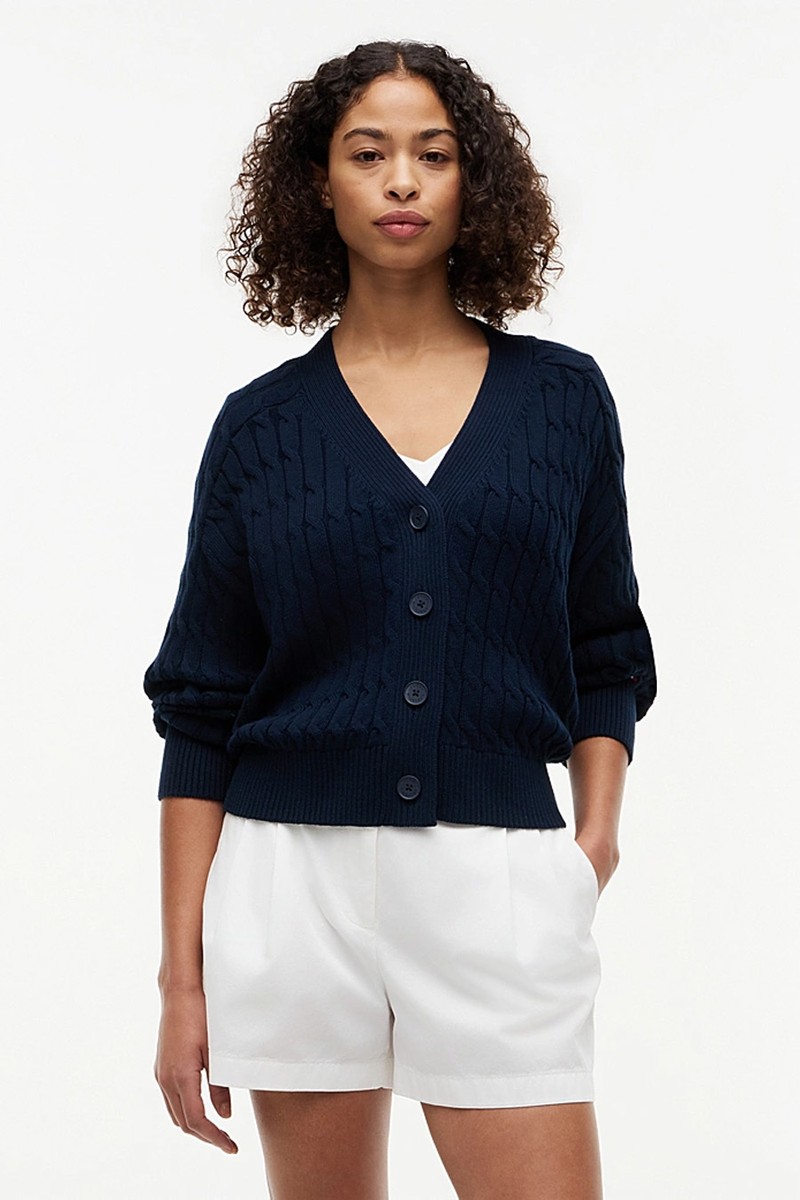 Cable Knit Oversized V-Neck Cardigan  