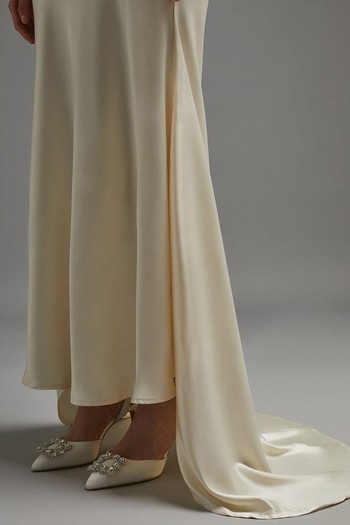 Satin Fishtail Maxi Skirt, £64 (was £129)