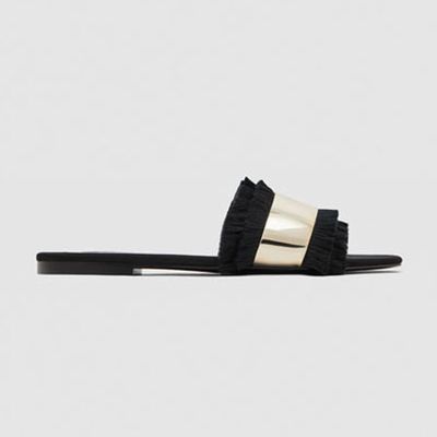 Slides with Fringe from Zara