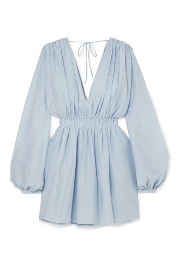 Gathered Cotton & Silk-Blend Mini Dress from Matin