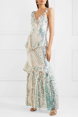 Scarlett Ruffled Sequin Tulle Gown from Needle & Thread