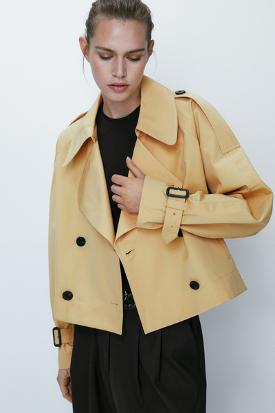 Short Cotton Trench Coat