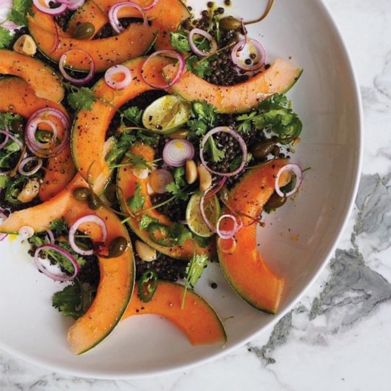 Puy Lentil, Confit Garlic, Coriander & Melon