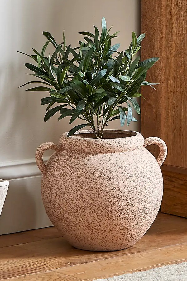 Wide Stone Vase With Handles