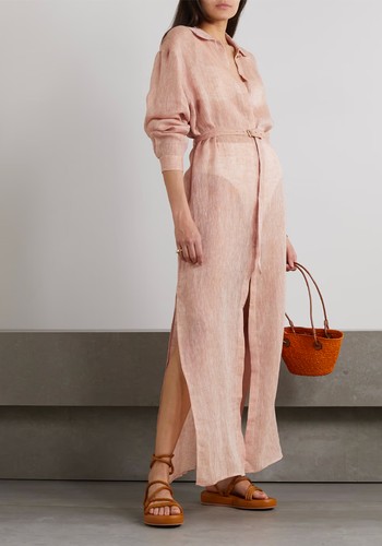 Yaffo Belted Maxi Shirt Dress from Le Kasha