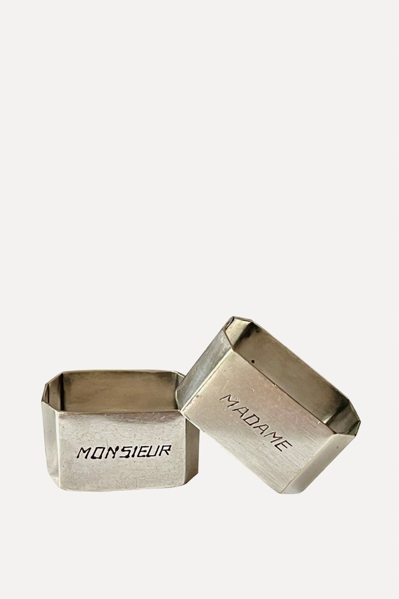 Pair Of Mid Century Madame & Monsieur Napkin Rings from AD & PS Antiques
