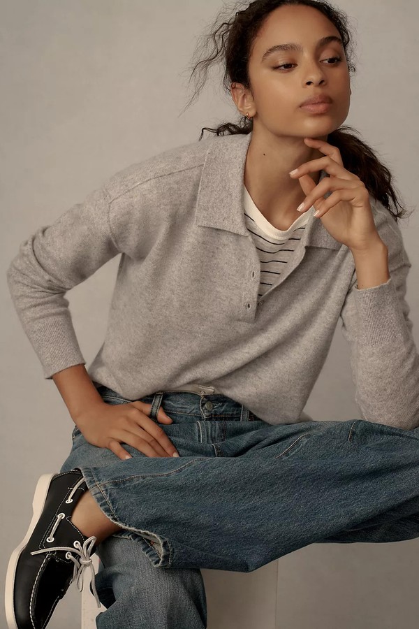 Pilcro Cropped Polo Cashmere Jumper from Anthropologie