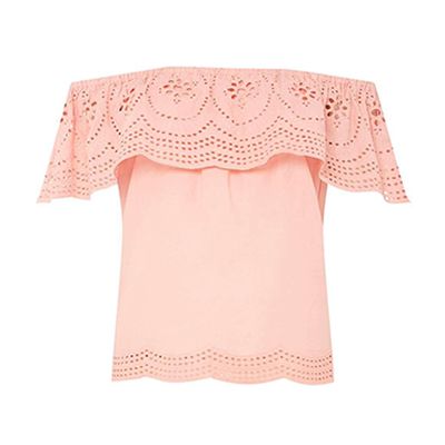 Petite Coral Bardot Top