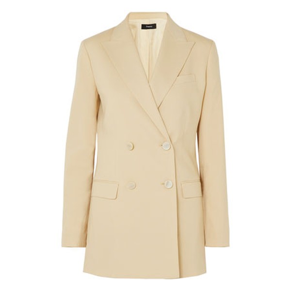 Double Breasted Wool Blend Canvas Blazer from Theory