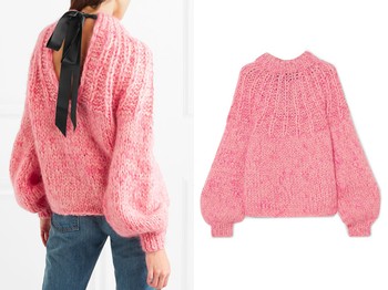 Julliard Bow Embellished Mohair and Wool Blend Sweater from Ganni