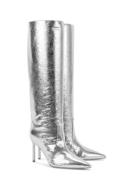 Josephine 85 Metallic Silver Leather Knee-High Boots from Bettina Vermillon
