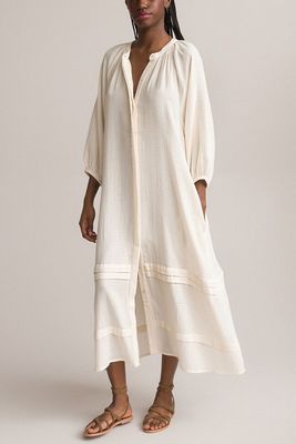 Cotton Muslin Midaxi Dress With Long Sleeves from La Redoute