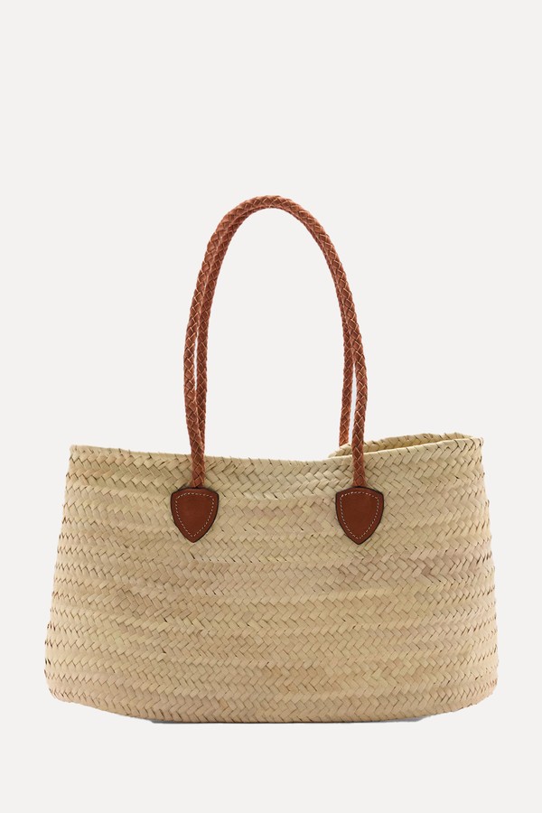 Natural Fibre Bag With Leather Handles from Mango