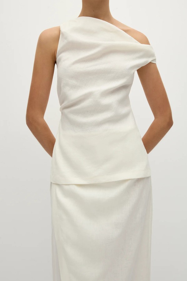 Suis Off-The-Shoulder Draped Linen Top  from Faithfull The Brand