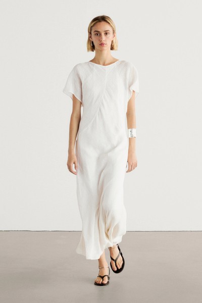 Short Sleeve Linen Dress  from Massimo Dutti