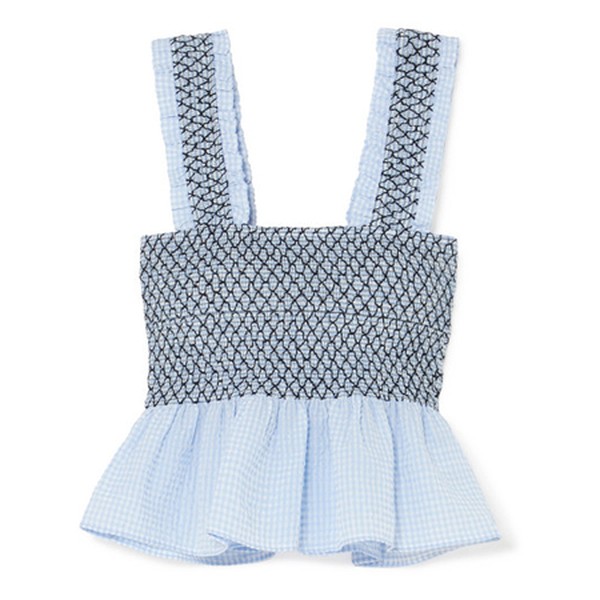 Gingham Cotton-blend Seersucker Top