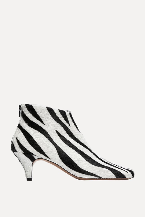 Zebra-Print Ankle Boots