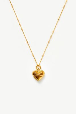 Ridge Heart Charm Pendant Necklace
