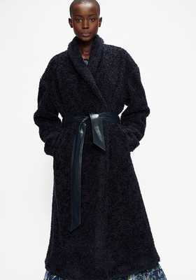 Faux Fur Belted Wrap Coat