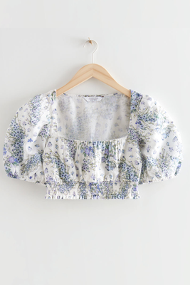 Printed Puff Sleeve Crop Top from & Other Stories