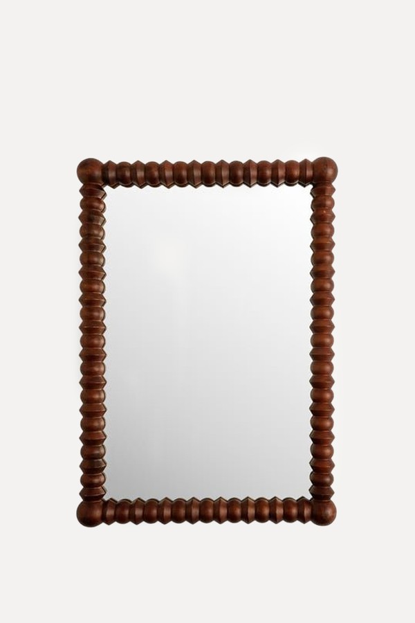 Turned Mango Wood Rectangle Wall Mirror