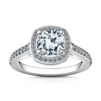 Cushion Halo Engagement Ring