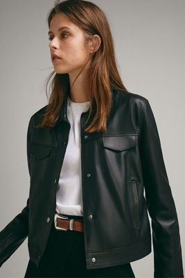 Nappa Leather Denim Style Jacket from Massimo Dutti