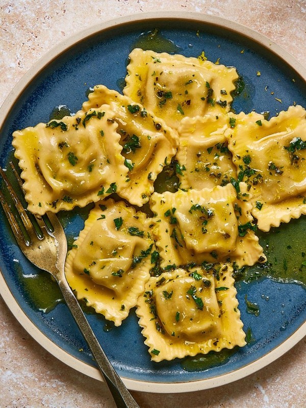Cornish Crab, Lemon & Rodda’s Cornish Clotted Cream Ravioli With Herb Butter  