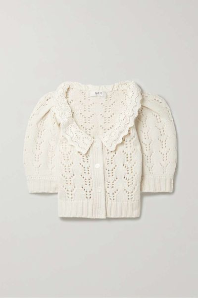 Zia Broderie Anglaise Trimmed Cardigan from Sea