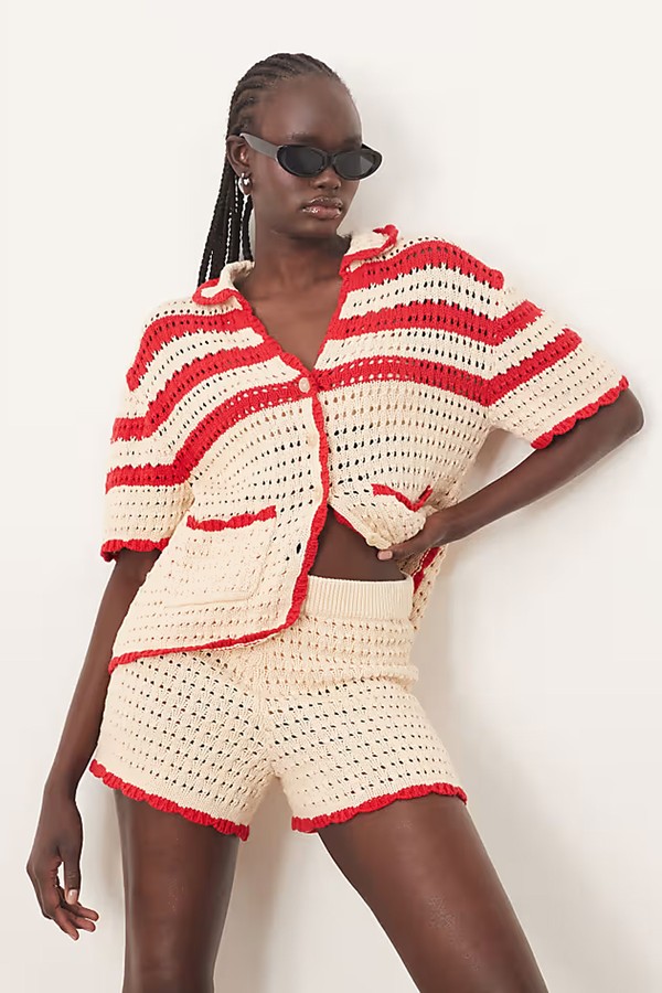 Knitted Contrast Stripe Top & Short Co-Ord