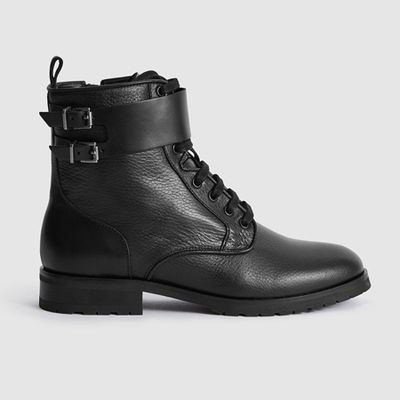 Artemis Black Leather Hiker Boots from Reiss