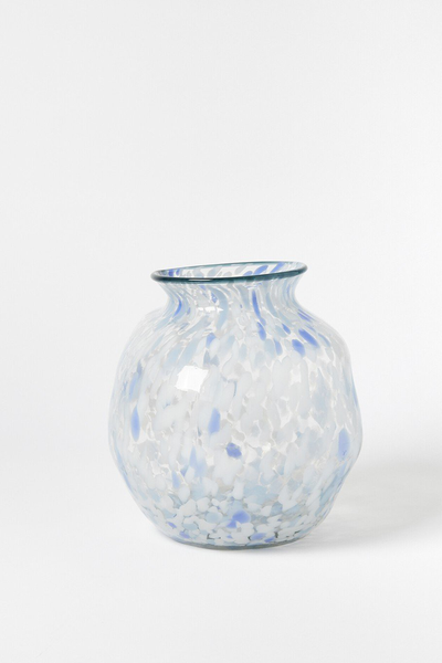 Alma Blue Spot Clear Glass Vase  from Oliver Bonas 