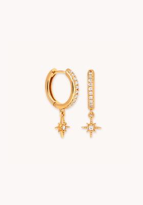 Crystal Star Hoops In Gold