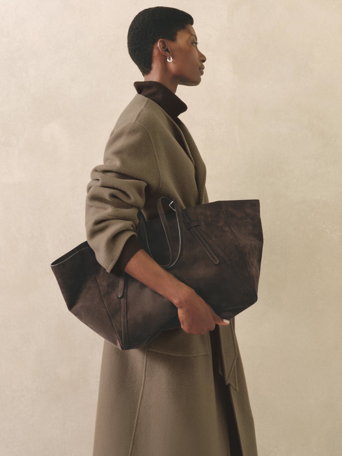 Buckle Detail Suede Tote Bag