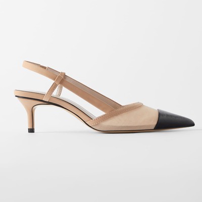 Mesh Mid Heel Slingback Heels from Zara