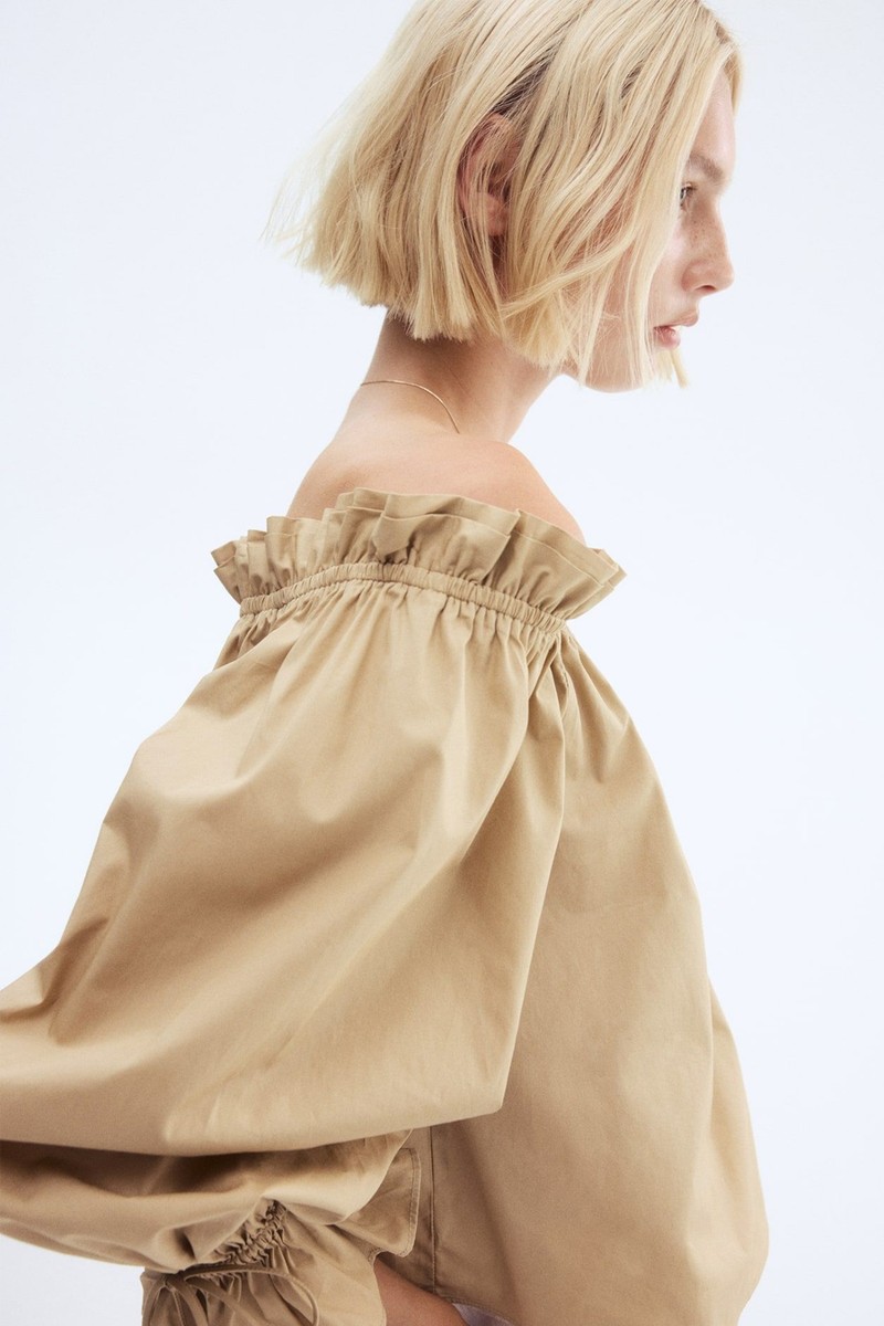 Off-The-Shoulder Poplin Blouse