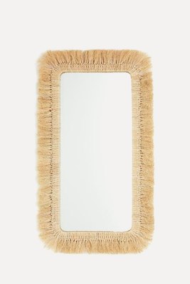 Mirror With A Straw Frame