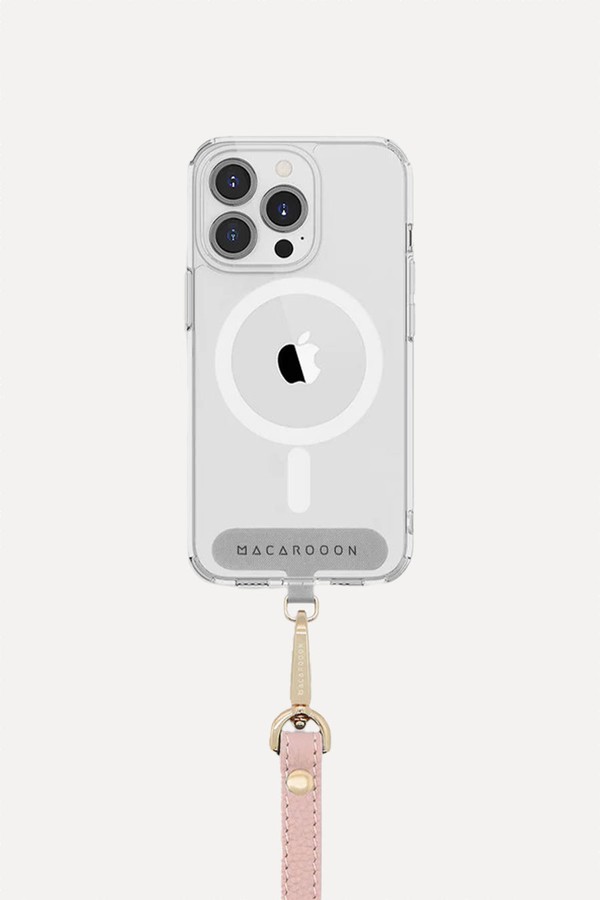 iPhone 16 Pro Clear Case with Wrist Leather Strap from Macaroon