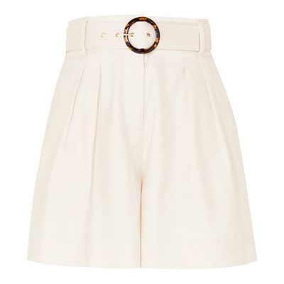 Taylor Belted Pleated Linen & Cotton-Blend Shorts from Rebecca Vallance