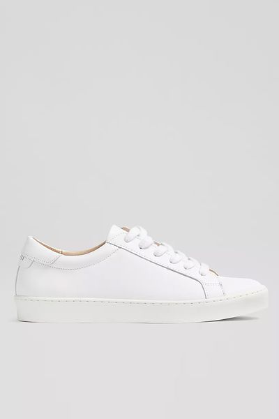 Jasper White Leather Lace-Up Trainers from LK Bennett