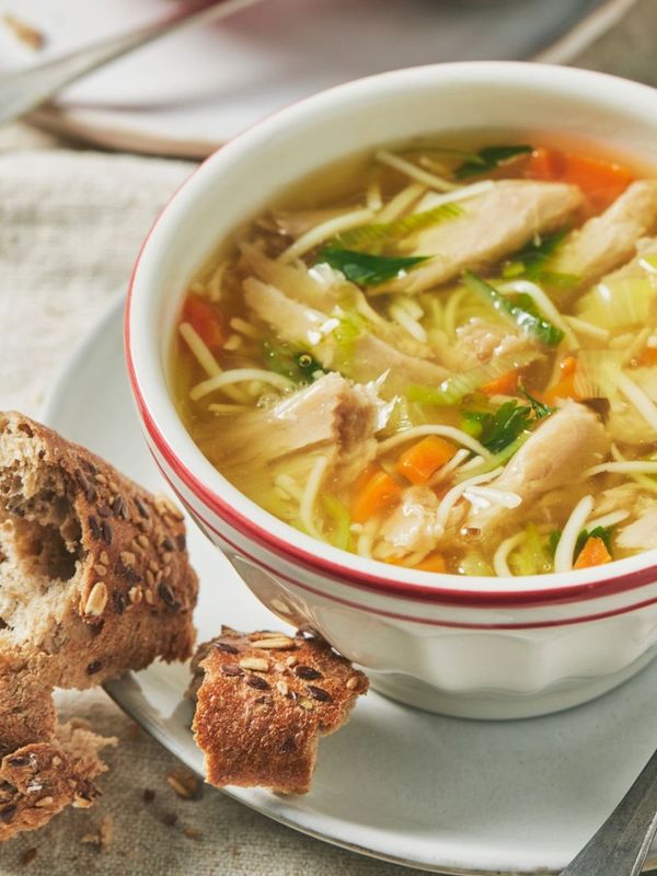 Old Fashion Vegan Chicken Chunk Soup With Vermicelli